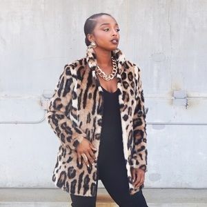 Leopard faux fur coat